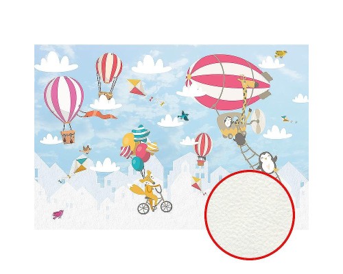 Фреска детская Ortograf Для самых маленьких 32952 Фактура флок FLK Флизелин (4x2,7) Голубой/Разноцветный, Животные/Воздушные шары