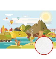 Фреска детская Ortograf Для самых маленьких 32954 Фактура бархат FX Флизелин (4x2,7) Разноцветный, Животные/Пейзаж