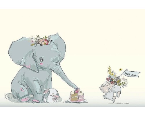 Фреска детская Ortograf Для самых маленьких 32940 Фактура флок FLK Флизелин (4x2,7) Желтый/Разноцветный, Животные