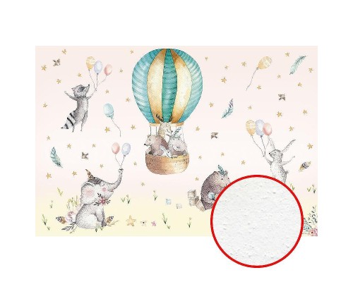 Фреска детская Ortograf Для самых маленьких 32902 Фактура бархат FX Флизелин (4x2,7) Розовый/Разноцветный, Животные/Воздушные шары