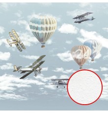 Фреска детская Ortograf Для самых маленьких 32904 Фактура бархат FX Флизелин (2,7x2,7) Голубой/Разноцветный, Самолеты/Воздушные шары