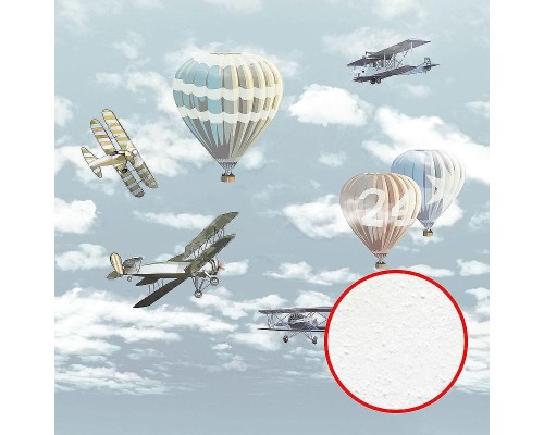 Фреска детская Ortograf Для самых маленьких 32904 Фактура бархат FX Флизелин (2,7x2,7) Голубой/Разноцветный, Самолеты/Воздушные шары