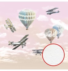 Фреска детская Ortograf Для самых маленьких 32905 Фактура бархат FX Флизелин (2,7x2,7) Розовый/Разноцветный, Самолеты/Воздушные шары