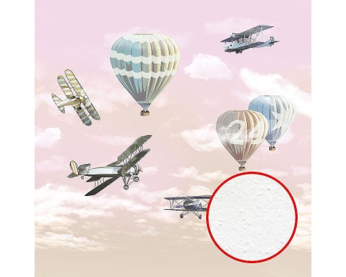 Фреска детская Ortograf Для самых маленьких 32905 Фактура бархат FX Флизелин (2,7x2,7) Розовый/Разноцветный, Самолеты/Воздушные шары