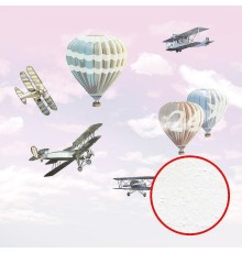 Фреска детская Ortograf Для самых маленьких 32906 Фактура бархат FX Флизелин (2,7x2,7) Розовый/Разноцветный, Самолеты/Воздушные шары