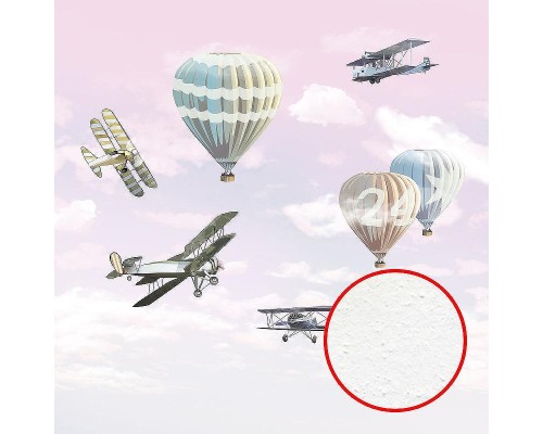 Фреска детская Ortograf Для самых маленьких 32906 Фактура бархат FX Флизелин (2,7x2,7) Розовый/Разноцветный, Самолеты/Воздушные шары