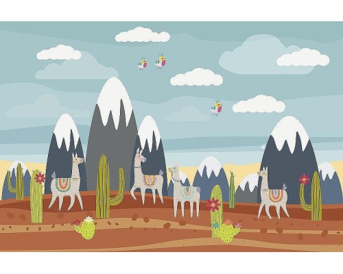 Фреска детская Ortograf Для самых маленьких 32955 Фактура флок FLK Флизелин (4x2,7) Разноцветный, Животные/Пейзаж