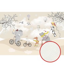 Фреска детская Ortograf Для самых маленьких 33684 Фактура флок FLK Флизелин (4x2,7) Бежевый/Разноцветный, Животные