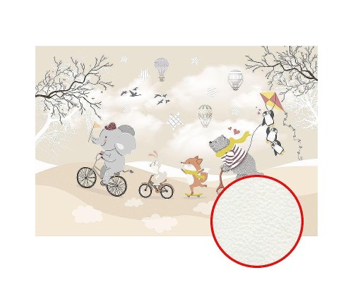 Фреска детская Ortograf Для самых маленьких 33684 Фактура флок FLK Флизелин (4x2,7) Бежевый/Разноцветный, Животные