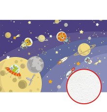 Фреска детская Ortograf Для самых маленьких 32956 Фактура бархат FX Флизелин (4x2,7) Фиолетовый/Разноцветный, Космос/Животные