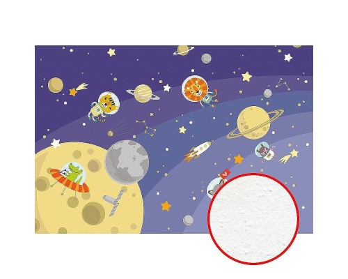 Фреска детская Ortograf Для самых маленьких 32956 Фактура бархат FX Флизелин (4x2,7) Фиолетовый/Разноцветный, Космос/Животные