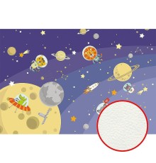 Фреска детская Ortograf Для самых маленьких 32956 Фактура флок FLK Флизелин (4x2,7) Фиолетовый/Разноцветный, Космос/Животные