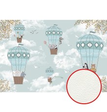 Фреска детская Ortograf Для самых маленьких 33685 Фактура флок FLK Флизелин (4x2,7) Бирюзовый, Животные/Воздушные шары
