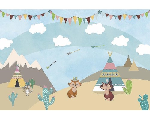 Фреска детская Ortograf Для самых маленьких 32960 Фактура бархат FX Флизелин (4x2,7) Разноцветный, Животные/Пейзаж