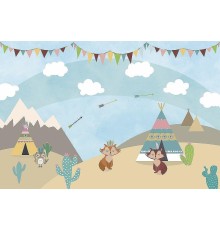 Фреска детская Ortograf Для самых маленьких 32960 Фактура флок FLK Флизелин (4x2,7) Разноцветный, Животные/Пейзаж