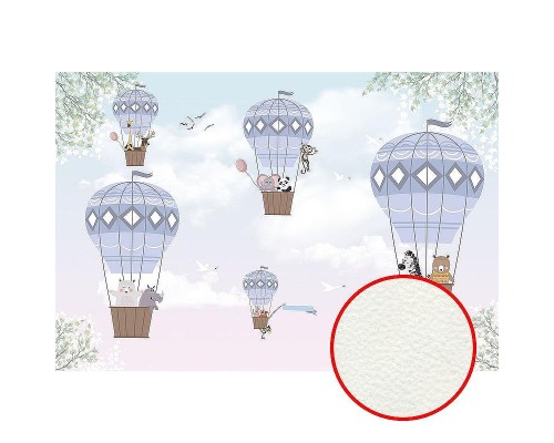 Фреска детская Ortograf Для самых маленьких 33687 Фактура флок FLK Флизелин (4x2,7) Бирюзовый/Розовый/Фиолетовый, Животные/Воздушные шары