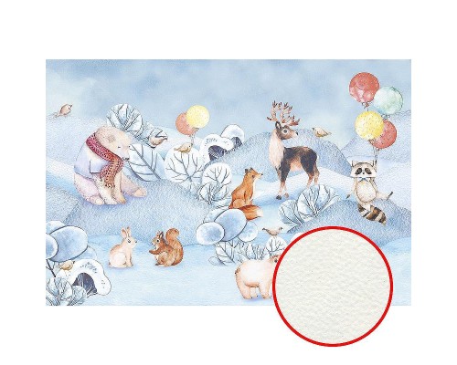 Фреска детская Ortograf Для самых маленьких 33688 Фактура флок FLK Флизелин (4x2,7) Голубой/Разноцветный, Животные