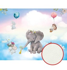 Фреска детская Ortograf Для самых маленьких 32943 Фактура флок FLK Флизелин (3,5x2,7) Разноцветный, Животные/Воздушные шары