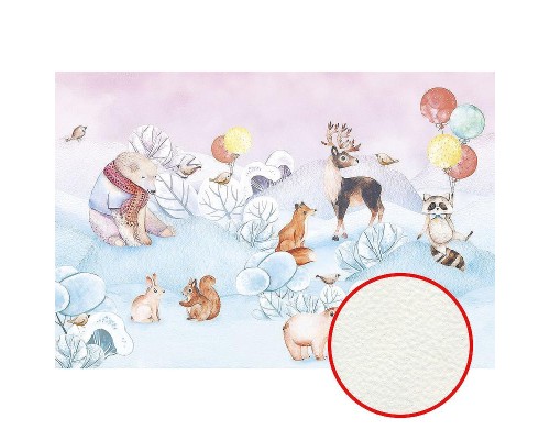 Фреска детская Ortograf Для самых маленьких 33689 Фактура флок FLK Флизелин (4x2,7) Голубой/Разноцветный, Животные