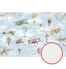 Фреска детская Ortograf Для самых маленьких 33690 Фактура флок FLK Флизелин (4x2,7) Голубой/Разноцветный, Воздушные шары/Самолеты