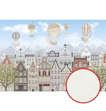 Фреска детская Ortograf Для самых маленьких 33691 Фактура флок FLK Флизелин (4x2,7) Разноцветный, Воздушные шары/Город