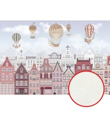 Фреска детская Ortograf Для самых маленьких 33692 Фактура флок FLK Флизелин (4x2,7) Разноцветный, Воздушные шары/Город