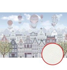 Фреска детская Ortograf Для самых маленьких 33693 Фактура флок FLK Флизелин (4x2,7) Разноцветный, Воздушные шары/Город