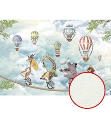 Фреска детская Ortograf Для самых маленьких 33694 Фактура флок FLK Флизелин (4x2,7) Голубой/Разноцветный, Животные/Воздушные шары