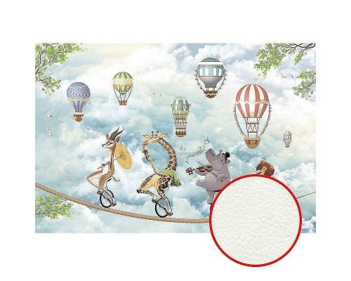 Фреска детская Ortograf Для самых маленьких 33694 Фактура флок FLK Флизелин (4x2,7) Голубой/Разноцветный, Животные/Воздушные шары