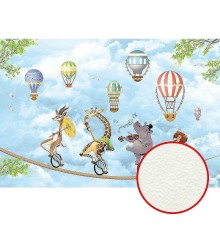 Фреска детская Ortograf Для самых маленьких 33695 Фактура флок FLK Флизелин (4x2,7) Голубой/Разноцветный, Животные/Воздушные шары