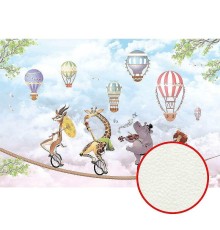 Фреска детская Ortograf Для самых маленьких 33696 Фактура флок FLK Флизелин (4x2,7) Голубой/Разноцветный, Животные/Воздушные шары