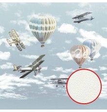 Фреска детская Ortograf Для самых маленьких 32904 Фактура флок FLK Флизелин (2,7x2,7) Голубой/Разноцветный, Самолеты/Воздушные шары