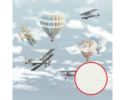 Фреска детская Ortograf Для самых маленьких 32904 Фактура флок FLK Флизелин (2,7x2,7) Голубой/Разноцветный, Самолеты/Воздушные шары