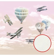 Фреска детская Ortograf Для самых маленьких 32905 Фактура флок FLK Флизелин (2,7x2,7) Розовый/Разноцветный, Самолеты/Воздушные шары