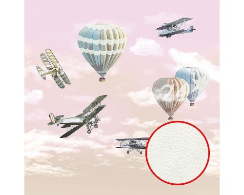 Фреска детская Ortograf Для самых маленьких 32905 Фактура флок FLK Флизелин (2,7x2,7) Розовый/Разноцветный, Самолеты/Воздушные шары