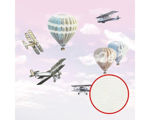 Фреска детская Ortograf Для самых маленьких 32906 Фактура флок FLK Флизелин (2,7x2,7) Розовый/Разноцветный, Самолеты/Воздушные шары