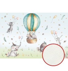 Фреска детская Ortograf Для самых маленьких 32901 Фактура флок FLK Флизелин (4x2,7) Голубой/Разноцветный, Животные/Воздушные шары