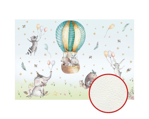 Фреска детская Ortograf Для самых маленьких 32901 Фактура флок FLK Флизелин (4x2,7) Голубой/Разноцветный, Животные/Воздушные шары