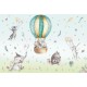 Фреска детская Ortograf Для самых маленьких 32901 Фактура флок FLK Флизелин (4x2,7) Голубой/Разноцветный, Животные/Воздушные шары