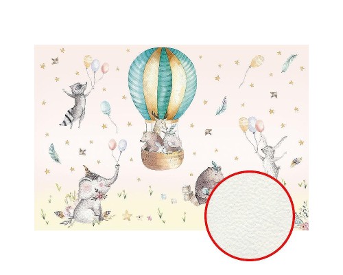 Фреска детская Ortograf Для самых маленьких 32902 Фактура флок FLK Флизелин (4x2,7) Розовый/Разноцветный, Животные/Воздушные шары