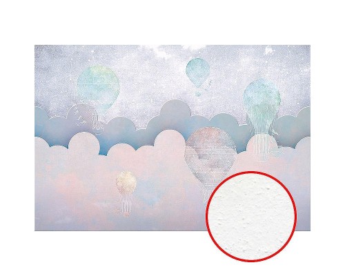 Фреска детская Ortograf Для самых маленьких 32961 Фактура бархат FX Флизелин (4x2,7) Сиреневый/Розовый, Облака/Воздушные шары