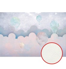 Фреска детская Ortograf Для самых маленьких 32961 Фактура флок FLK Флизелин (4x2,7) Сиреневый/Розовый, Облака/Воздушные шары