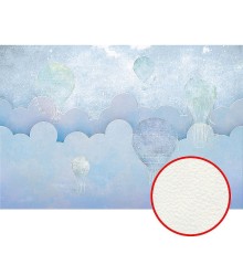Фреска детская Ortograf Для самых маленьких 32962 Фактура флок FLK Флизелин (4x2,7) Голубой, Облака/Воздушные шары