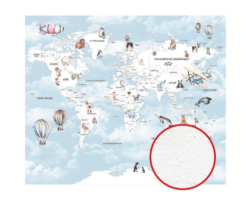 Фреска детская Ortograf Для самых маленьких 33707 Фактура бархат FX Флизелин (3,2x2,7) Голубой, Карты