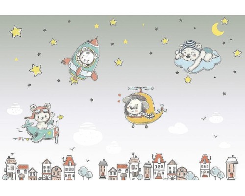 Фреска детская Ortograf Для самых маленьких 32963 Фактура бархат FX Флизелин (4x2,7) Серый/Разноцветный, Мультимедия