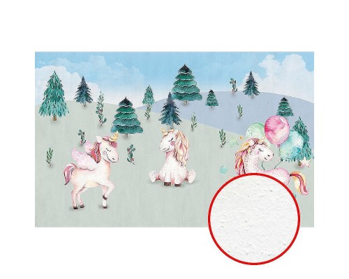 Фреска детская Ortograf Для самых маленьких 33705 Фактура бархат FX Флизелин (4,3x2,7) Серый/Голубой/Розовый, Животные/Деревья