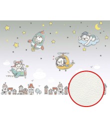 Фреска детская Ortograf Для самых маленьких 32963 Фактура флок FLK Флизелин (4x2,7) Серый/Разноцветный, Мультимедия