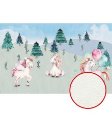 Фреска детская Ortograf Для самых маленьких 33705 Фактура флок FLK Флизелин (4,3x2,7) Серый/Голубой/Розовый, Животные/Деревья