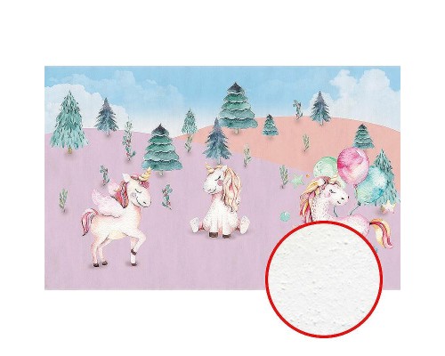 Фреска детская Ortograf Для самых маленьких 33704 Фактура бархат FX Флизелин (4,3x2,7) Голубой/Розовый, Животные/Деревья