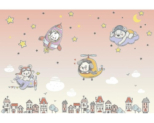 Фреска детская Ortograf Для самых маленьких 32964 Фактура бархат FX Флизелин (4x2,7) Розовый/Разноцветный, Мультимедия